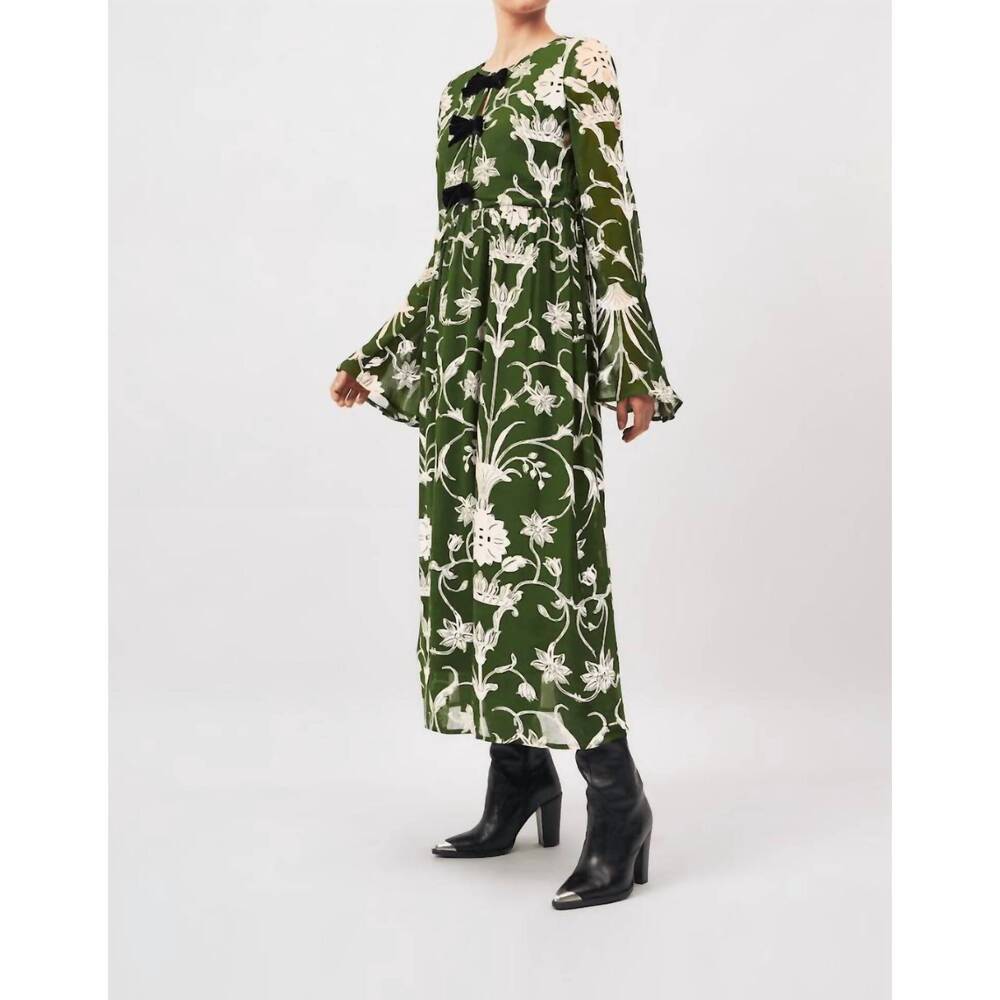 NEW BEYOND BY VERA gwen midi dress in meknes pine - Picture 2 of 4
